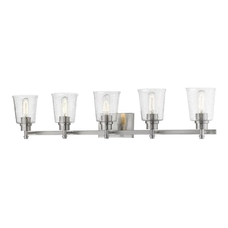Z-Lite Bohin 5 Light Vanity, Brushed Nickel And Clear Seedy 464-5V-BN